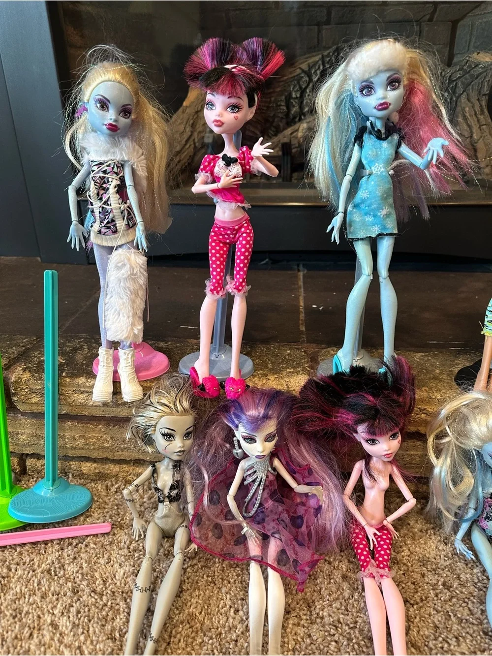 Lot of 11 Assorted Years Monster High Dolls  W Alot Of Accessories &  Stands
